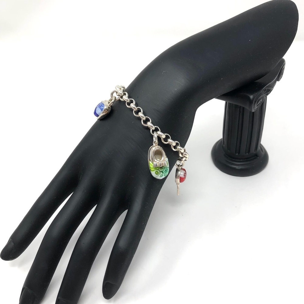 Alan K Millefiori Murano Sterling silver charm bracelet, rare - Picture 10 of 13